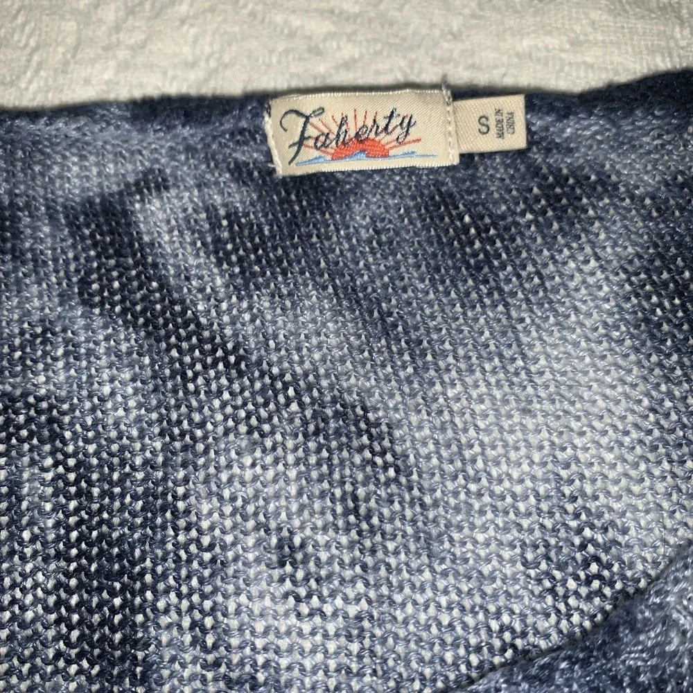 FAHERTY‎ Reenie 100% Linen Lightweight Blue Tie Dye Sweater Women Small Thermal